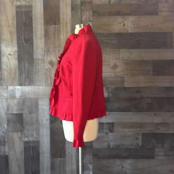 INC International Concepts red blazer jacket large feminine formal holiday party - Picture 7 of 11